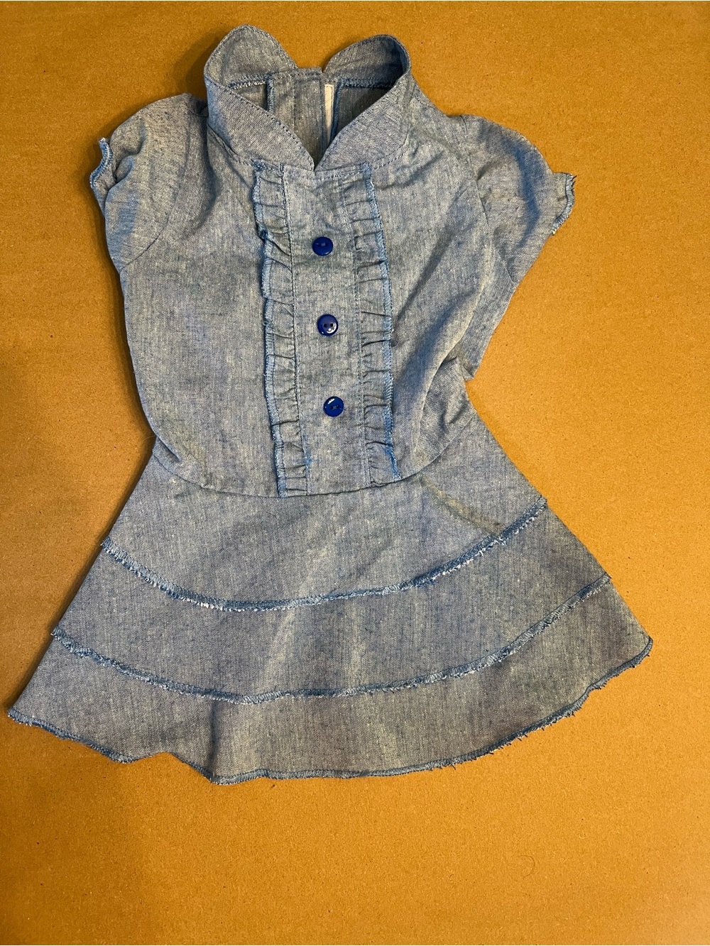♥️4/$20♥️ Denim-Style Blue Ruffle Front Dog Dress. Size Large